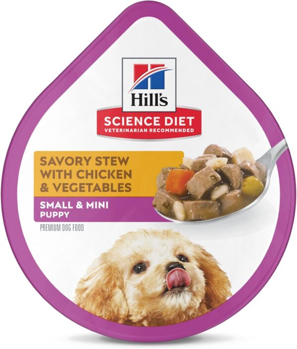 Hill’s Science Diet Puppy Small Paws Wet Dog Food, Chicken & Vegetable Stew, 3.5 oz Trays, 12-Pack