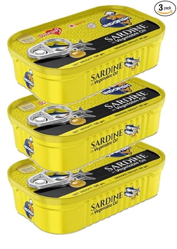 Indofish Sardine In Vegetable Oil, 3 X 125 g