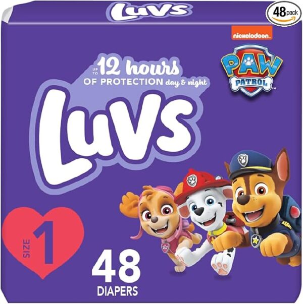Luvs Diapers – Size 1, 48 Count, Paw Patrol Disposable Baby Diapers